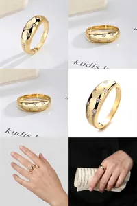 Detailed view of a gold starry sky ring with multiple angles and hand modeling