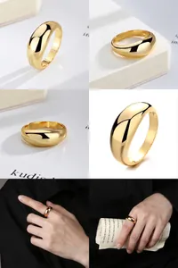 Multi-angle close-up of a minimalist gold dome ring with a smooth polished finish.