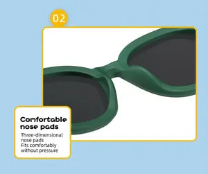 Vue macro de lunettes de soleil vertes pour enfants avec repose-nez confortables