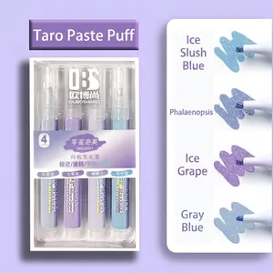 Set of 4 glitter highlighters in lavender and blue shades for journaling and drawing.