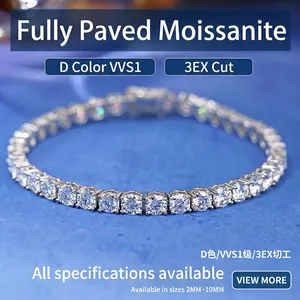 Luxury 925 Sterling Silver Moissanite Tennis Bracelet For Women Men Sparkling Round Cut Stone Tennis Chain Elegant Jewelry