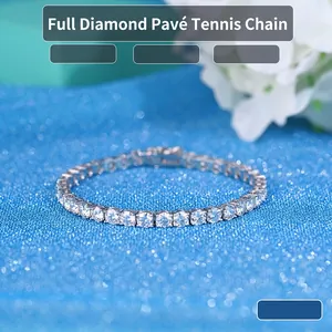 Elegant 925 silver moissanite tennis bracelet with round brilliant cut sparkling stones