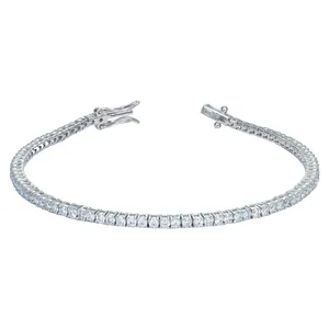 Elegant 925 sterling silver moissanite tennis bracelet with round cut stones