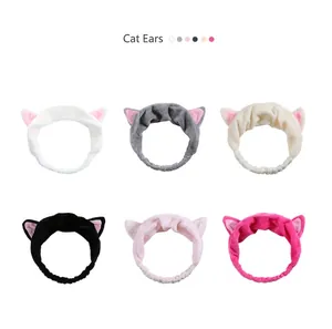 Six bandeaux oreilles de chat en peluche colorés pour le visage et le sport, en grille.
