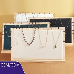 Χειροποίητη Ξύλινη Βάση Προβολής Μενταγιόν Με Επένδυση Βελούδου Οργανωτής Κοσμημάτων Σχήματος L Βάση Αλυσίδας