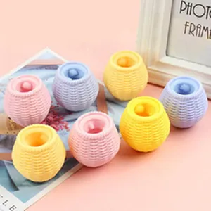 Colorful basket-shaped caterpillar squeeze toys with textured surface for stress relief