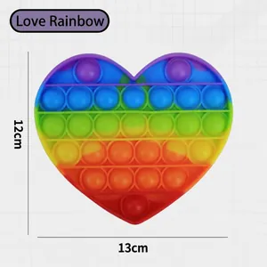 Rainbow heart-shaped push pop fidget toy for stress relief 13x12cm