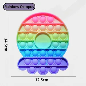 Octopus shaped rainbow pop it fidget toy with 14.5cm by 12.5cm size dimensions
