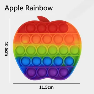 Rainbow apple-shaped pop-it fidget toy dimensions 10.5cm x 11.5cm for kids stress relief