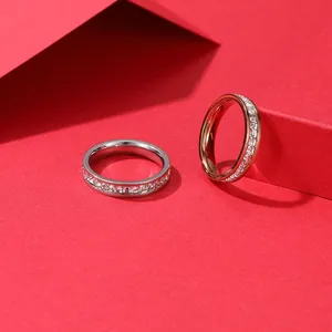 Elegant stainless steel eternity rings for women in silver and rose gold finishes