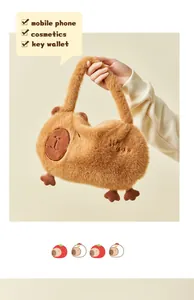 Adorable plush capybara shoulder bag for daily essentials like phone and wallet
