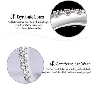 Close-up of S925 sterling silver eternity band with sparkling moissanite stones