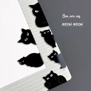 Cute black cat magnetic bookmarks set for book lovers, students and cat themed gifts