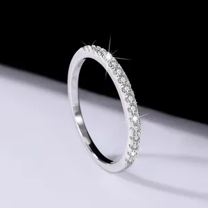 Minimalist S925 sterling silver eternity ring featuring sparkling moissanite stones