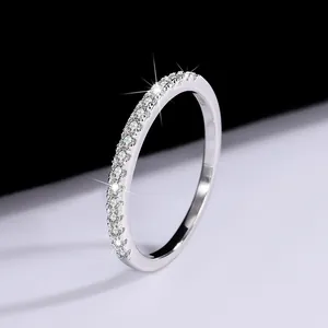 Elegant minimalist S925 sterling silver moissanite eternity stackable ring for women