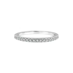Elegant S925 sterling silver minimalist eternity ring with sparkling moissanite stones.