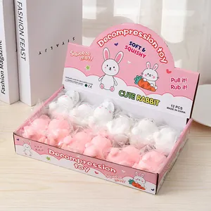 Set of cute white and pink rabbit decompression squeeze toys for stress relief and fun
