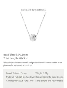 Detailed size and material specifications for s925 sterling silver bead necklace