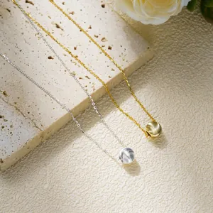 925 Sterling Silver Choker Necklace For Women Brushed Round Bead Pendant Necklace Luxury Elegant Minimalist Clavicle Chain Jewelry