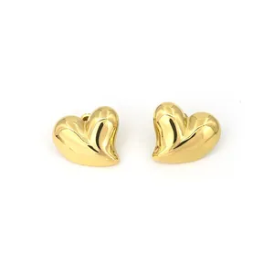 Exaggerated Stainless Steel Heart Stud Earrings Fashion Metallic Statement Ear Jewelry For Women Party Gift