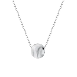 Elegant S925 sterling silver necklace featuring a brushed cat-eye bead pendant.