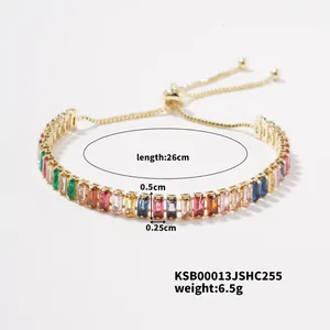Close-up of colorful zircon bracelet with length 26cm and weight 6.5g measurements.