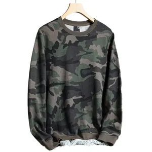 Men's loose fit camouflage crewneck sweatshirt designed for casual and athletic wear