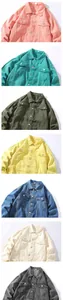 Detailed collage of oversized men's denim jackets in various vibrant colors