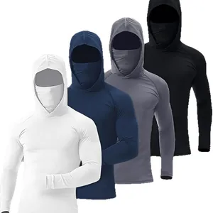 Felpa con cappuccio protezione solare uomo con maschera facciale per pesca e fitness