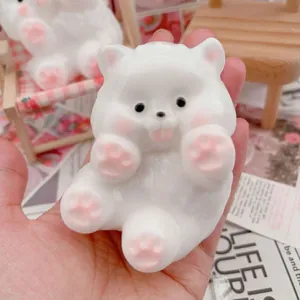 Cute white butter bear squishy toy for stress relief and fun, soft slow rebound