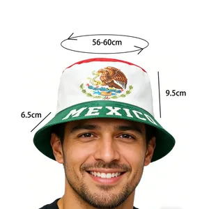Measurement detail of Mexican flag bucket hat with 56-60cm circumference