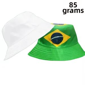 Digital print Brazil flag bucket hat for sports fans, lightweight 85g cotton material