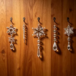 Transparent Plastic Christmas Hanging Ornaments Crystal Clear Ice Icicles Snowflakes Winter Holiday Xmas Tree Decorations