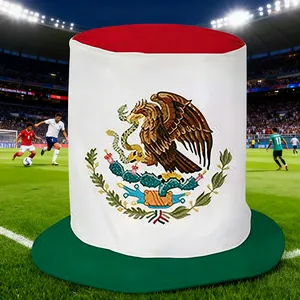 Detailed view of the Mexico flag fan top hat perfect for 2026 soccer tournament fans