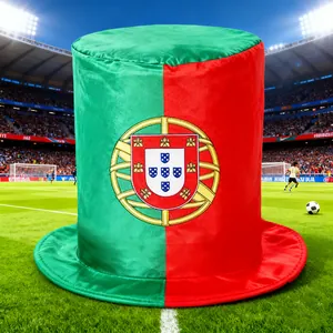 Plush Portugal flag top hat for football fans in a stadium setting