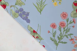 Detailed macro view of elegant floral print fabric with fine high-quality stitching