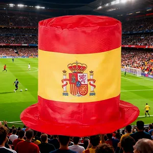 Detailed view of the Spain national flag top hat for 2026 soccer fans in a stadium