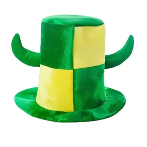 Green and yellow checkered fan hat with horns for 2026 soccer sporting event