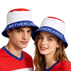 Netherlands flag bucket hat for 2026 sports fans, red white and blue cotton cap accessory