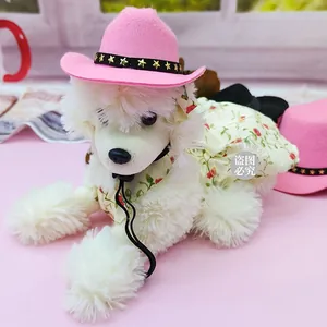 Miniature pinke Haustier Cowboyhut mit goldenen Sternen Dekoration für Katzen und Hunde Partys