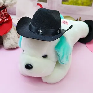 Süßer Mini-Cowboyhut aus schwarzem Filz mit silbernen Sternen für Haustierpartys.