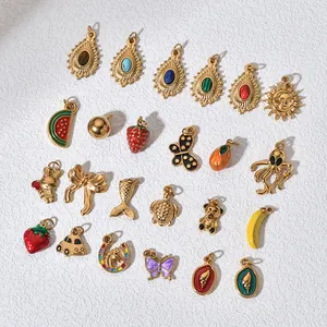 Assorted colorful stainless steel enamel DIY charms set for creative jewelry making