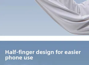 Detail view of ice silk sun protection arm sleeve with functional half-finger design
