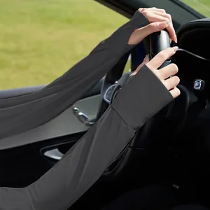 Women Ice Silk Sun Protection Arm Sleeves UPF50+ Cooling Fingerless Driving Gloves Summer UV Protection Lantern Sleeve Arm Guard