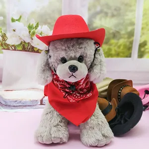 Miniature red cowboy hat and matching bandana set for dogs and cats party costumes