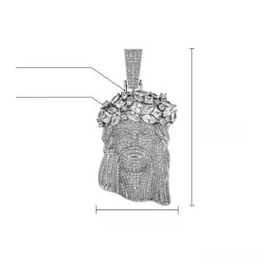 Technical dimensions and weight specifications for a hip-hop iced out CZ portrait pendant