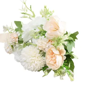 Elegant artificial peony and chrysanthemum flower bouquet for home table decor