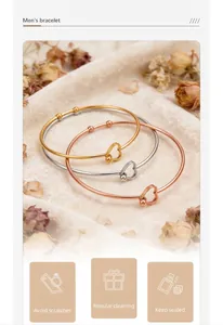 Maintenance guide for minimalist heart-shaped stainless steel open bangle bracelets