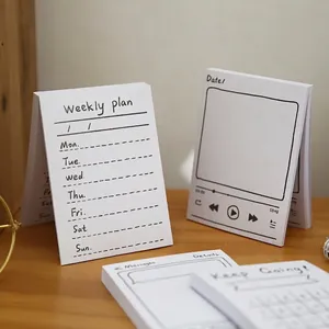 Minimalist salt-style weekly plan and music player memo pads for study and journaling