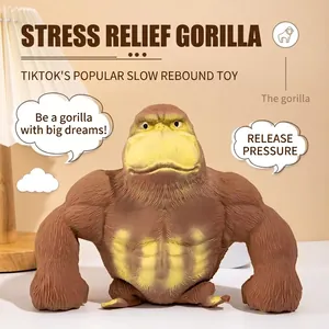 Jouet anti-stress gorille marron avec texture à rebond lent pour bureau et détente